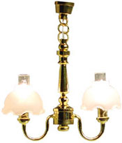 Dollhouse Miniature Two Light Fluted Chandelier